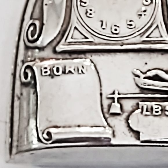 Vintage Victorian Sterling Silver Birth Announcement Pendant Charm - Picture 3 of 6